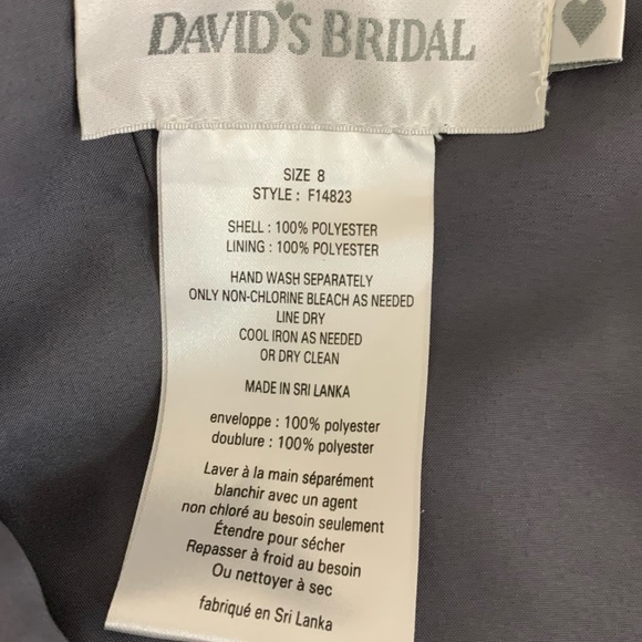 NWT David’s Bridal Sleeveless Satin V-Neck Dress Pewter Women’s Sz 8 - Picture 5 of 7